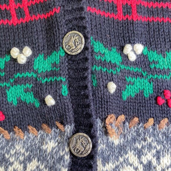 Vintage Talbots Holiday Sweater Christmas Granny Button Up Sweater Vest - Picture 3 of 6